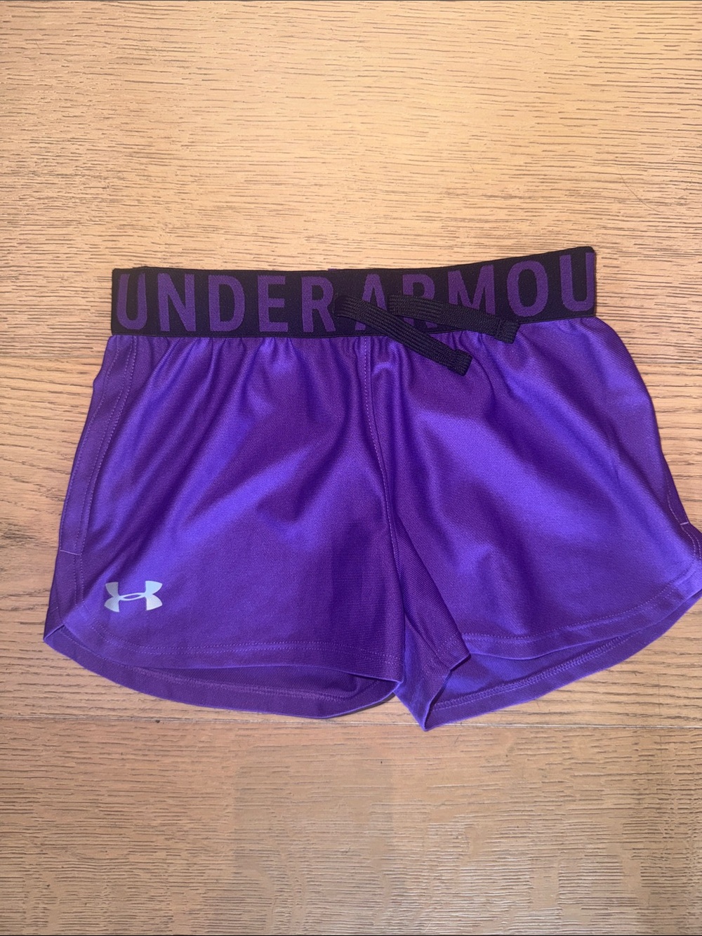 Under Armour Women's Purple Athletic Performance Shorts with Black Waistband